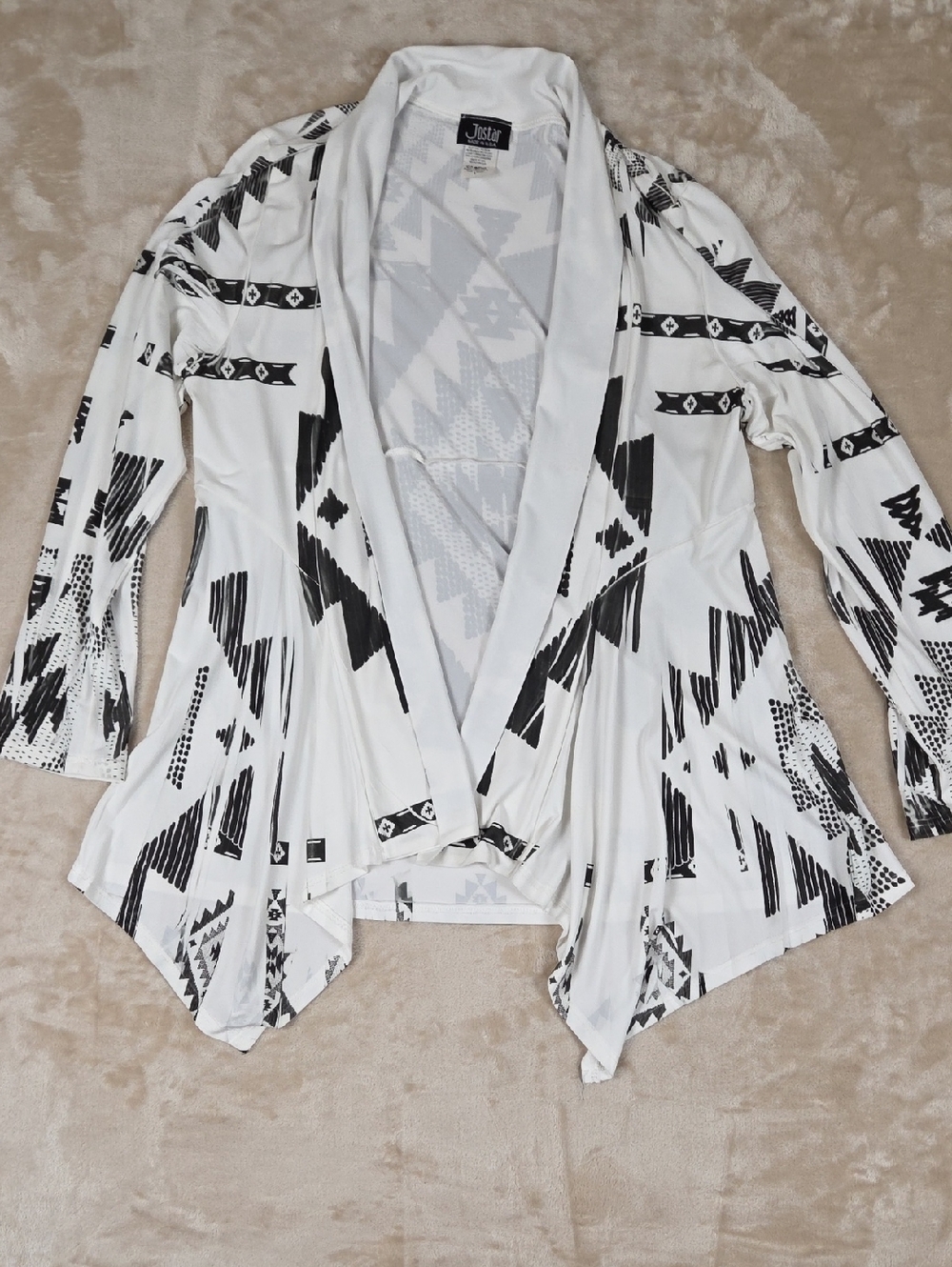 Jostar White & Black Draped Cardigan